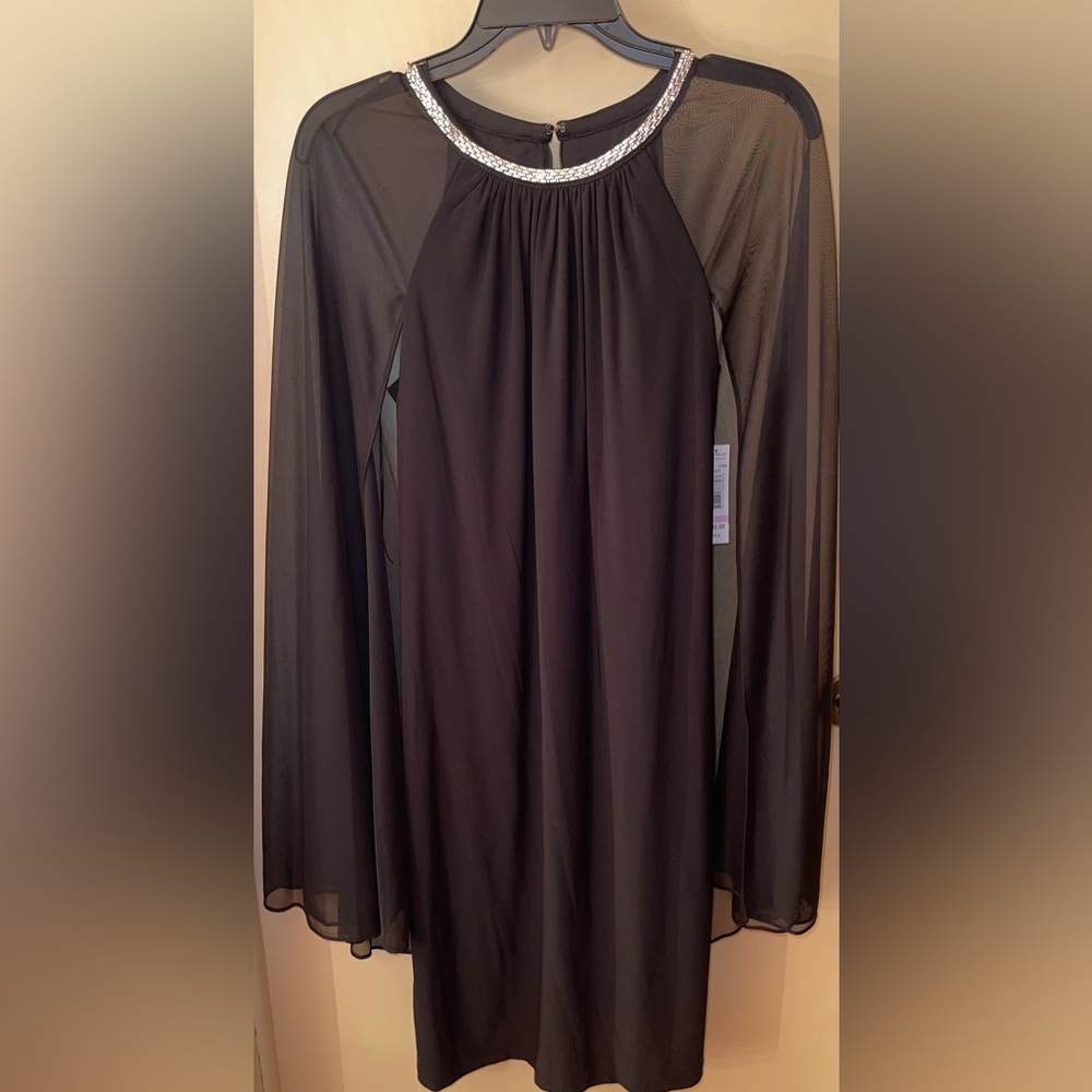 R & M Richards Size 6 Short Cocktail Dress Rhinestones Sheer